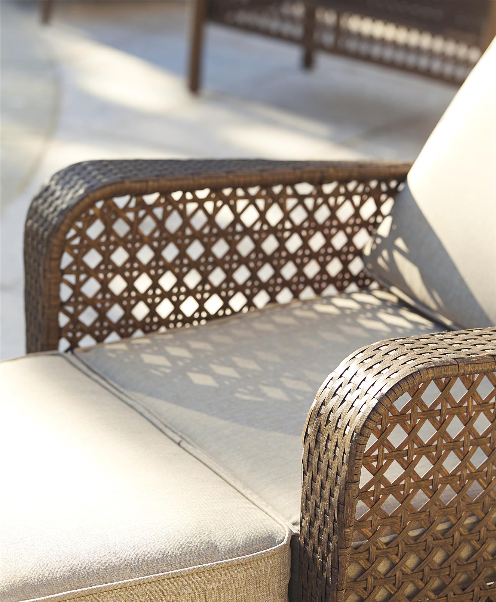 COSCO Outdoor Living Adjustable Chaise Lounge Chair Patio Furniture, Brown Wicker and Tan Cushion