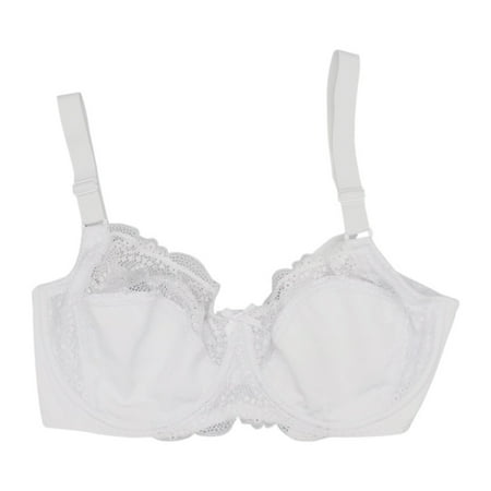 

Spdoo Womens Bra Super Thin Plus Size Lace Bra White 42D