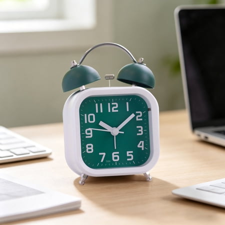 Extra Loud Alarm Clock, Twin Bell Desk Timepiece, Vintage Battery Operated Clock, Heavy Sleeper Wake Up Tool, Bedroom Decor Accessory, 5.1x3.9x1.9 Inch