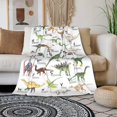 thumbnail image 3 of Watercolor Dinosaur Alphabet Fleece Throw Blanket Ultra Soft Cozy Blooming Decorative Flannel Blanket All Season for Home Couch Bed Chair Travel 40x50in, 3 of 6