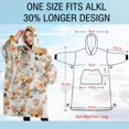 thumbnail image 4 of Oversized Wearable Blanket Hoodie,Corgi Dog and Flower Florals Sherpa Blanket Hoodie with Super Pockets,Super Warm Fuzzy Pullover for Women & Men, 4 of 6