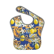 Bingfone Mess-Proof Baby Bib - Waterproof Bib For Baby Boy Or Girl With Food Catcher Pocket, Unisex-Sicilian Style