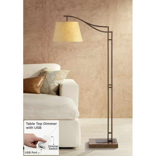 Franklin Iron Works Farmhouse Arc Floor Lamp With Usb Charging Port 60 Tall Bronze Empire Shade Living Room Reading House Bedroom Com Franklin Iron Works Farmhouse Arc Floor, Top Rated Floor Lamps For Reading