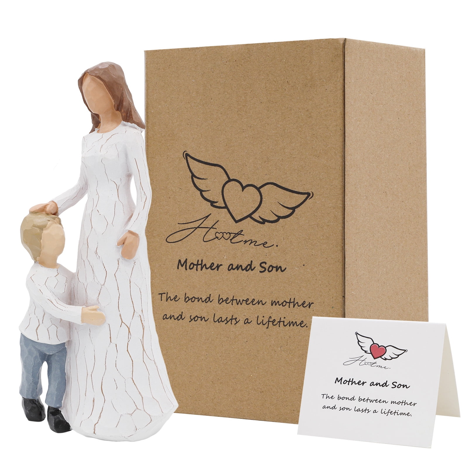 The Greatest Bond Mon and Child Sculptures Sculpted Hand-Painted Figures with Gift Card for Anniversary Birthday Mother and Son Figurines Statues Multicolor