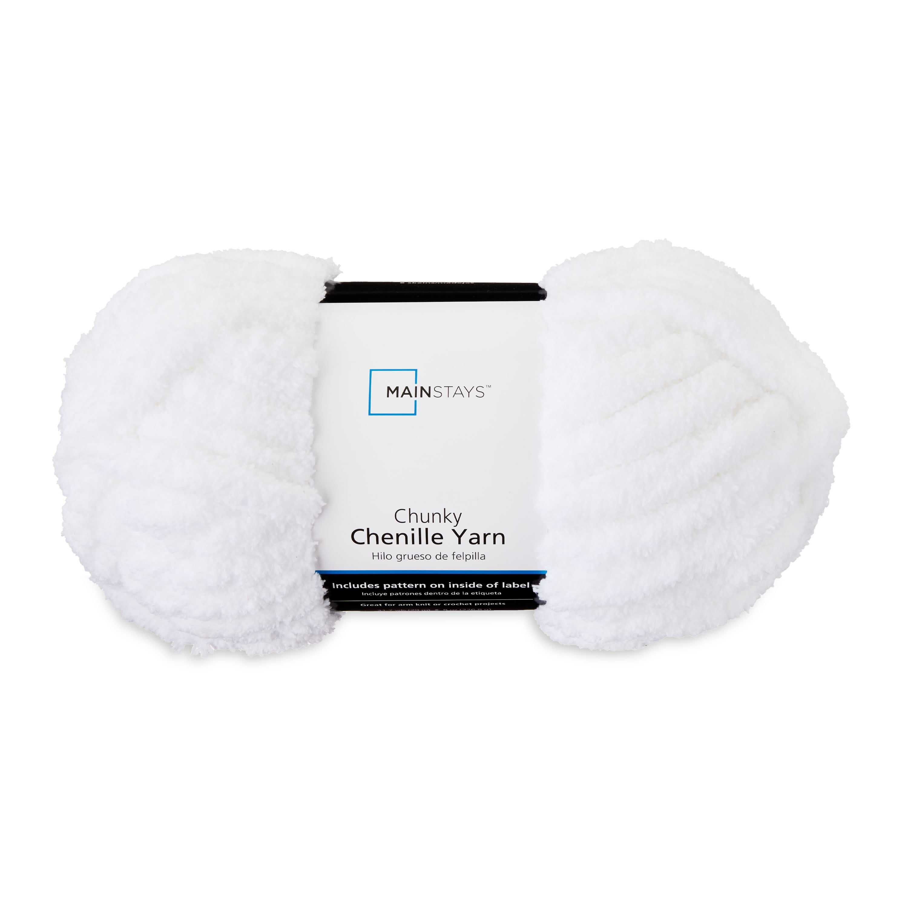 Mainstays Chunky Chenille Yarn, Super Bulky, 100% Polyester, 31.7 Yd, White, Pack of 4