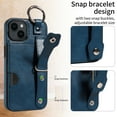thumbnail image 2 of ShellTech for Ring Holder iPhone 15 Plus Case , Shockproof Leather Hand Strap Kickstand Card Slot Case TPU Back Cover for iPhone 15 Plus,Blue, 2 of 9