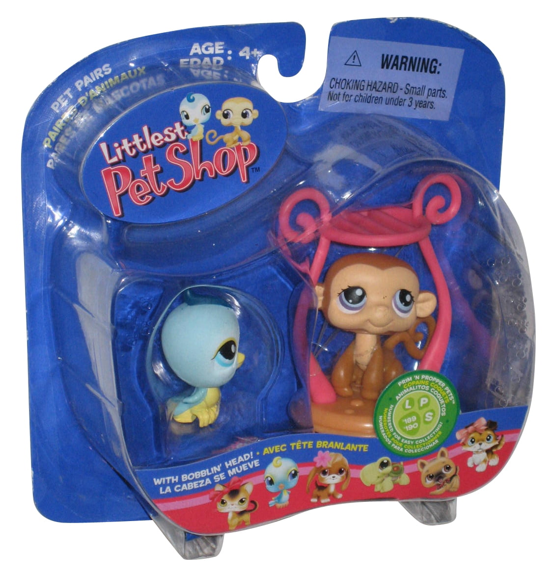 Littlest Pet Shop Prim N Proper Pets Budgie & Monkey Toy Figure Set