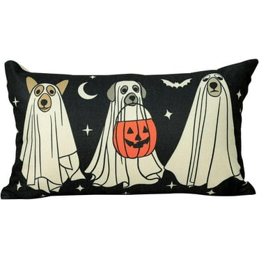 DEJUPE Halloween Ghost Boo Outdoor Pillow Covers, Fall Autumn Cute Funny Black White Lumbar Throw Cushion Cases for Couch Sofa Home Decor 12x20IN