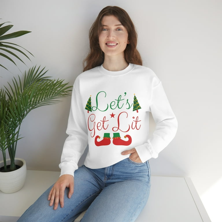 Ugly Christmas Sweater Let s Get Lit Funny Sweatshirt