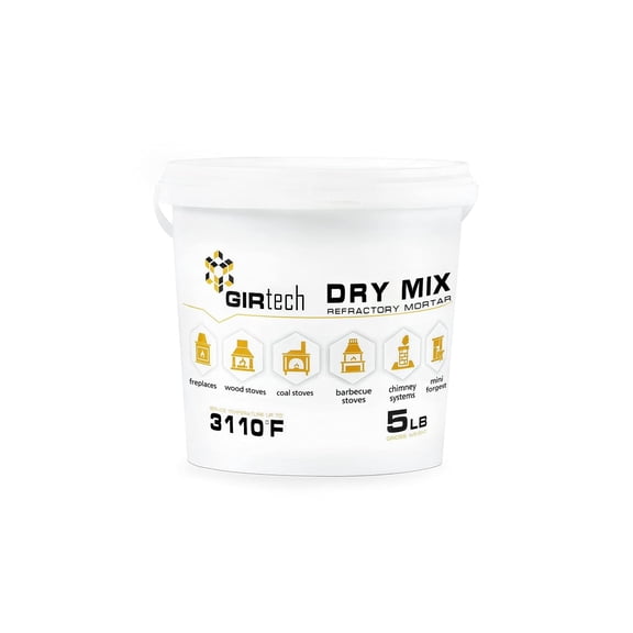 GIRtech Refractory Cement Dry Mix Mortar 5 LB 3110 Degree °F High Temp Heat Resistant Mortar for Repairing & Masonry, Fire Brick Lining Fire Pit, Fireplace, Kiln, Furnace, Forge