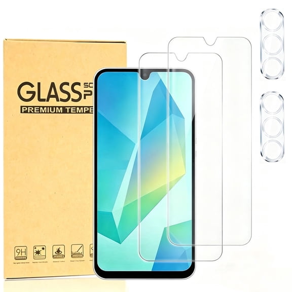 2‑Pack Screen Protector for Samsung Galaxy A16 5G, with 2‑Pack Lens Protector, High Definition Ultra-Clear, Scratch-Resistant & Durable, Easy Installation and Case Friendly Design
