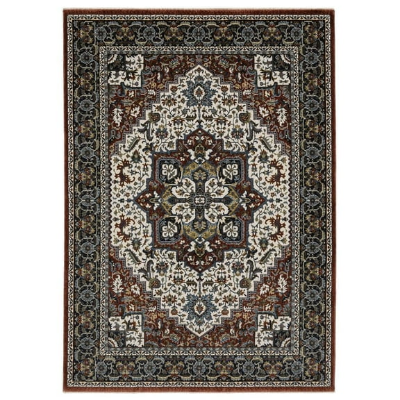 Oriental Weavers Vivian Area Rug - VI06A - 5'3" x 7'6" - in Red/ Multi - Vintage Inspired, Stain Resistant, Family and Pet Friendly , Bedroom, Office Rug
