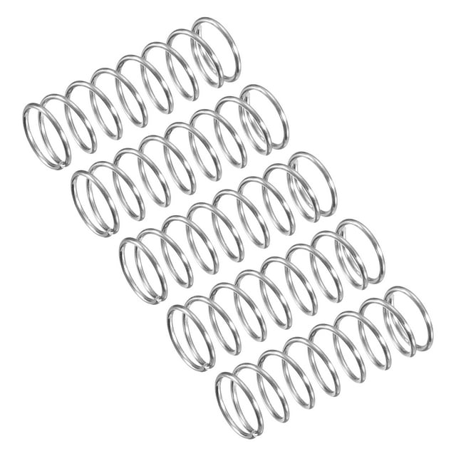 Unique Bargains Compression Spring, 5Pcs 304 Stainless Steel, 7mm OD, 0.5mm Wire, 20mm Length