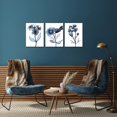 thumbnail image 3 of 3 Piece Canvas Wall Art Navy Flower Painting Art Prints Blue Floral With Butterfly Picture Artwork Modern Bedroom Bathroom Wall Decor Framed Ready to Hang Each Panel 12x16 Inches, 3 of 6
