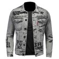 thumbnail image 5 of Chaqueta de mezclilla de alta calidad, abrigo con letras, lavado de copos de nieve, estilo guapo europeo y americano, a la moda, novedad de 2024, M-5XL, 5 of 5