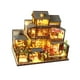 thumbnail image 5 of Kits de casas de muñecas ensambladas, casas de muñecas en miniatura con muebles de madera, modelo de patio japonés grande con luces LED, 5 of 9