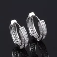 thumbnail image 6 of Fully Iced Paved 14K White Gold Plated 3D Cubic Zirconia Men Women Hoop Earrings, 6 of 9