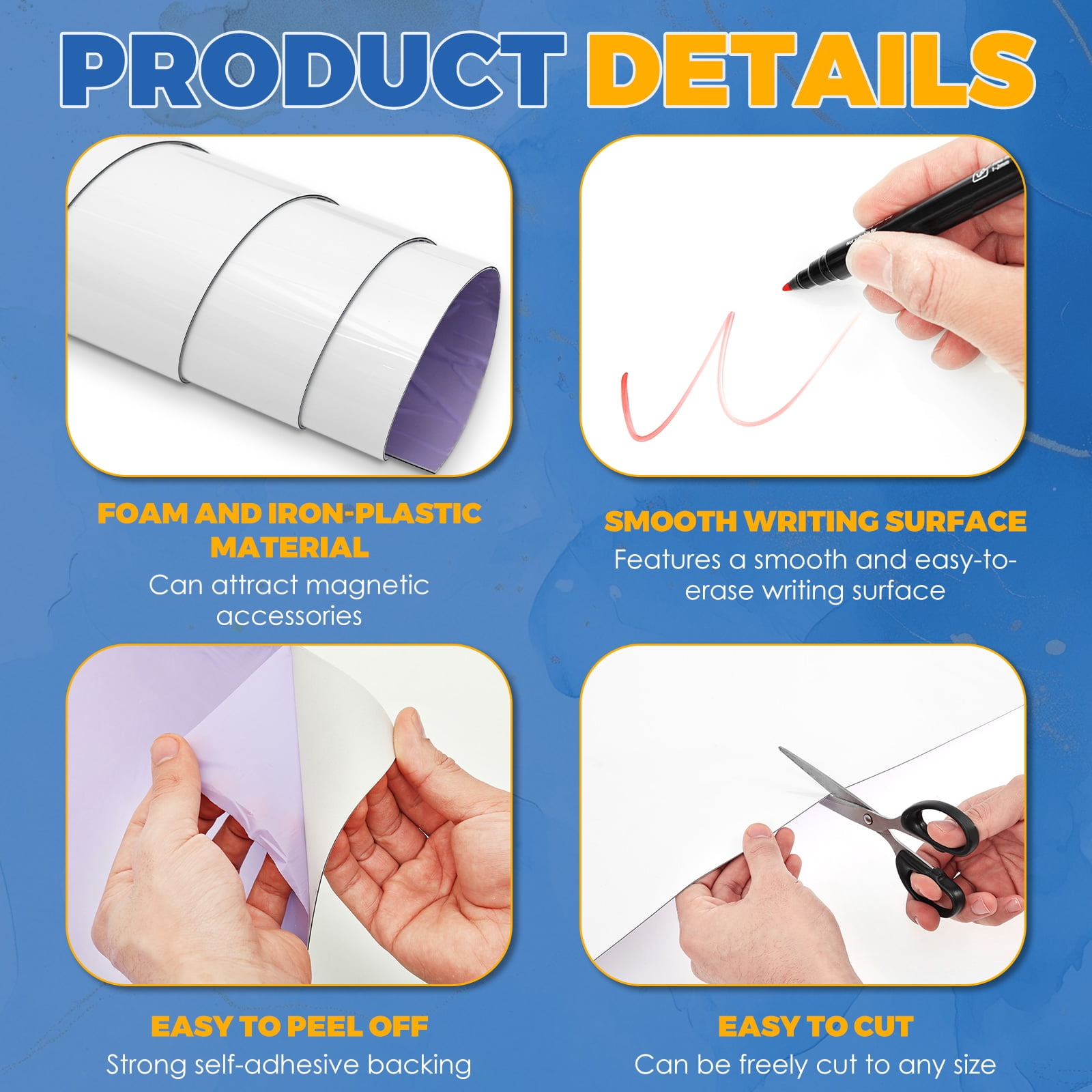 Threns Magnetic Whiteboard Contact Paper 39" x 16" Adhesive Magnetic Dry Erase White Board Sticker for Wall, Peel and Stick Wallpaper, Easy to Write and Clean for Playroom Office