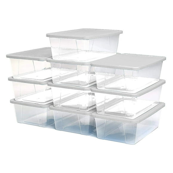 Homz 6 Qt Secure Latching Clear Plastic Storage Container w/ Lid, (10 Pack)