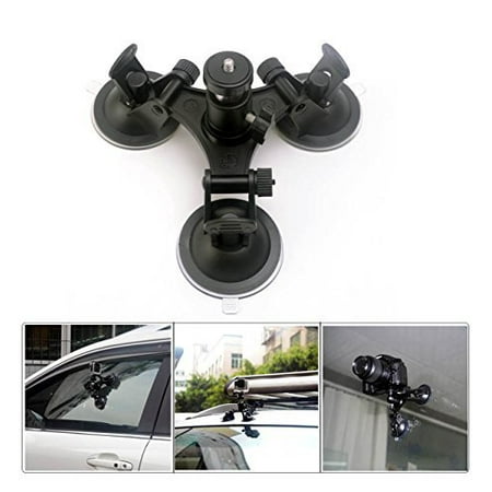 CEARI Car Windshield Triple Vacuum Suction Cup with Ball Head Tripod 1 4 Mount for Gopro HERO 3 3 4 Action