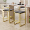 thumbnail image 2 of Set of 2 Bar Stools with Backrest & Footrest, Modern Velvet Counter Height Kitchen Island Stools, Gold Metal Frame & Gray Upholstered Dining Chairs for Home & Office, 2 of 13