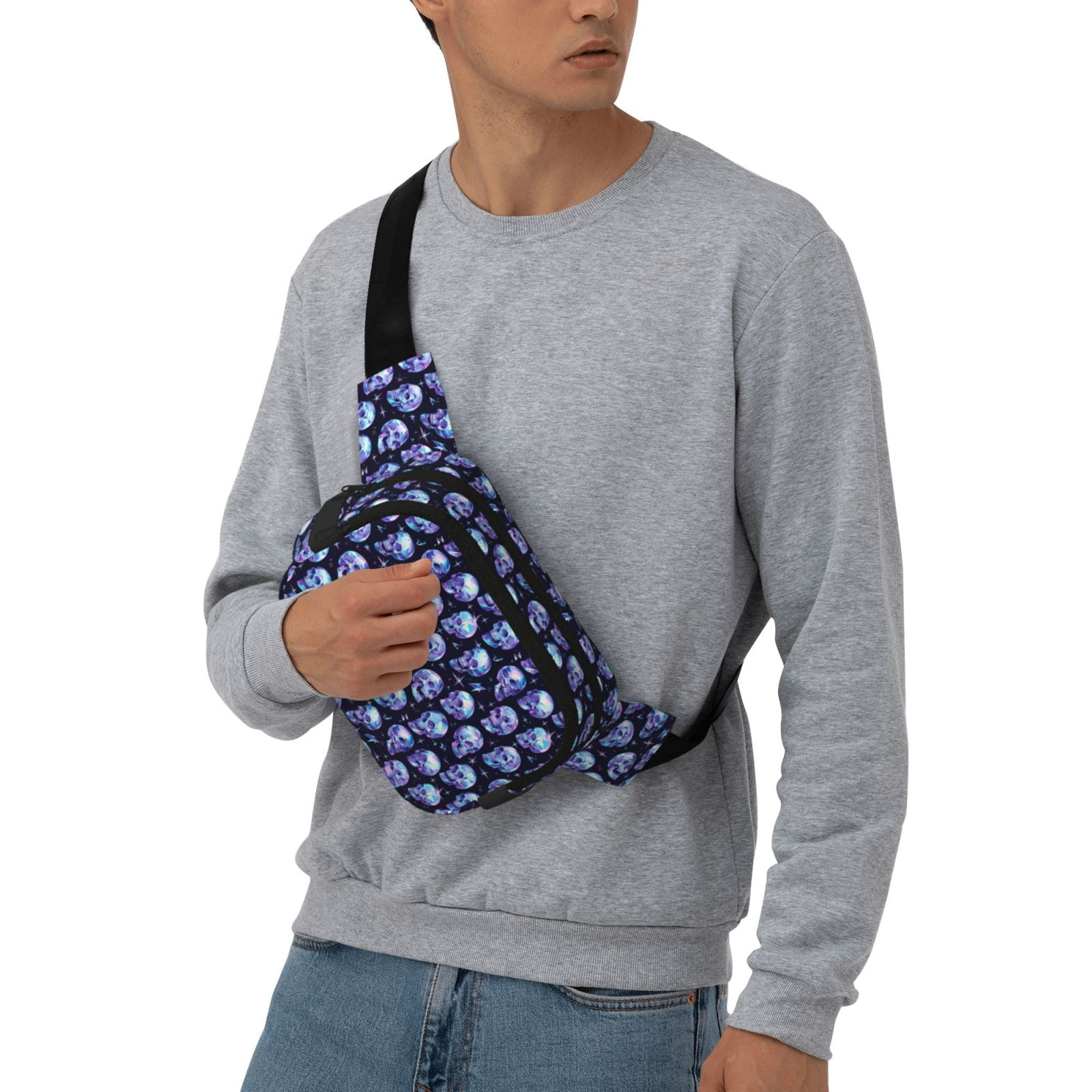 Hirioo crystal Skull for Double Layer Waist Bag Adjustable Fanny Pack For Travel Running Hiking