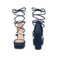 thumbnail image 5 of BLISSFUL STEP Rhiness Lace Up Block High Heel Platform Sandals for Women, 5 of 5