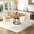 thumbnail image 3 of JoanKaren 47.2" Farmhouse Round Dining Table,Space Saving Wood Kitchen & Dining Room Circle Table Furniture with Storage and Metal Legs,Retro, 3 of 7