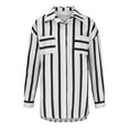 thumbnail image 4 of bnaln Womens Tops Button Down Shirts Spring Long Sleeve Dress Shirt V Neck Striped Tops Dressy Casual Shirts Plus Size Tees Loose Work Office Blouses Tops Tunics with Pockets, 4 of 6