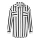 thumbnail image 4 of ICHUANYI Clearance Women's Summer Casual Mid-length Vertical Striped Multi-colored Shirt(Black, M) ICHUANYI WER2023080816587, 4 of 6