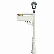 Lewiston Mailbox post system with Bayview Solar Lamp, 3 cast aluminum personalized address plates and decorative fluted base