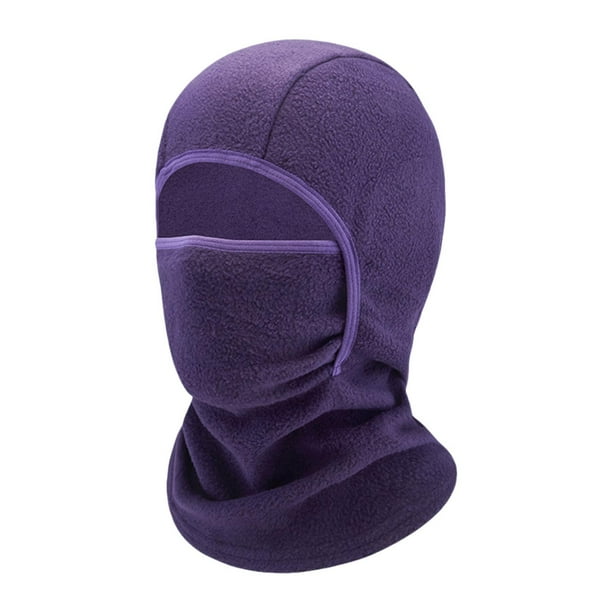 Pasamontañas para niños y niñas, máscara de esquí, gorro de invierno, cubrecabezas, máscara facial suave, capucha Morado oscuro