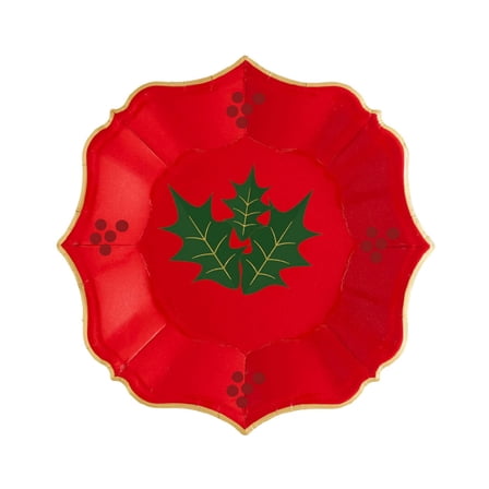 Red Christmas Dinner Plates | Unique Porcelain Inspired Paper Plates