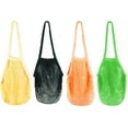 thumbnail image 1 of [Paquete de 4] Bolsas de supermercado de malla premium, bolsas reutilizables, bolsas de malla con mango largo, bolsas con cordón 100% algodón, bolsas para frutas y verduras, 4 colores (portátiles/lav TUNC Sencillez, 1 of 4
