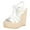 White, variant on FSJ Women Casual Round Open Toe Espadrille Ankle Strap Platform Wedge Heels Sandals Woven Cutout Summer Dress Comfort Shoes Size 4 Brown