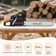Vipsafe 58cc Gas Chainsaw 20 inch Bar, 2-Cycle Engine, Anti-Vibration, Chain Brake, for Tree Cutting & Wood Trimming