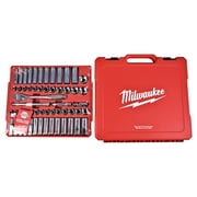 Milwaukee 56-Piece 3/8 in Drive Ratchet and Socket Set (48-22-9008) – 90-Tooth Ratchet, Slim Profile, SAE and Metric Sockets