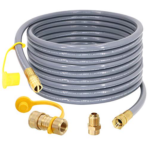 SUMNEW 36 Feet 1/2 inch ID Natural Gas Hose, Quick Connect/Disconnect Fittings with 3/8" Female by 1/2" Male Adapter for Grill, Patio Heater, Generator, Pizza Oven, etc - CSA Certified