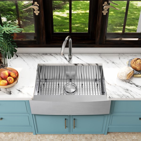 Kitchen Sink 30 Inch Stainless Steel A Front Farmhouse 16 Gauge Handmade Workstation 10 Deep Single Bowl Farm Sinks 30x21x10 With Strainer Bottom Grid Com Kitchen Sink 30 Inch Stainless Steel, What Is The Size Of A Farm Sink