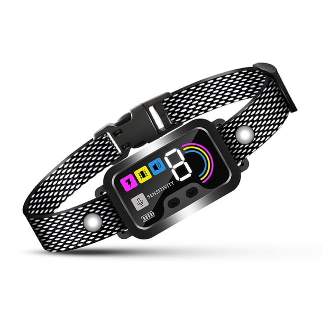 Dispositivo de entrenamiento para perros Collar de corteza para perros Pantalla a color Entrenador de perros inteligente Impermeable IP67 Recargable con modos de pitido, vibración, pitido+vibración 8