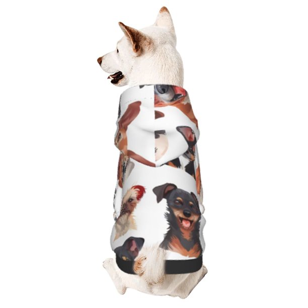 Balery Happy Dog Faces Collage Sudadera con Capucha para Perros Pequeños – Ropa para Mascotas, Disfraz para Perros y Gatos, Ideal para Fiestas y Cosplay-XX-Large