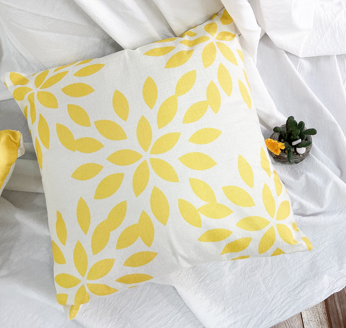 Throw Pillow Covers for Living Room Decor Couch Sofa Cushion Case Outdoor Yellow Pillow Case 18"x 18" Set of 4