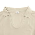 thumbnail image 5 of Men's Shirts Solid Color V Neck Short Sleeve Casual Beach Vacation Summer Hippie Tops Beige Mens Tshirts, 5 of 8