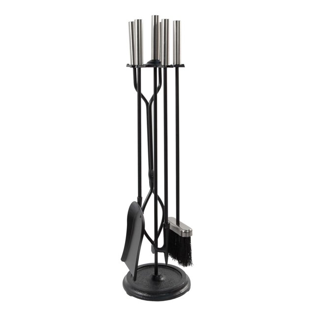 Minuteman International Neoclassic Fireplace Tools, Polished Chrome & Black