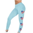 thumbnail image 3 of Nrmvnmi Patriotic High Waist Leggings for Women Fourth of July American Flag Patterned Compression Tights Women USA Flag Mothers Day Gifts For Her, 3 of 5