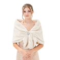 thumbnail image 4 of Women's Shawl Wrap Stole with Pearl Rhinestone Brooch Pin, Bridal Long Shrug Cape Winter Warm Scarf Wrap for Wedding Party, 4 of 7