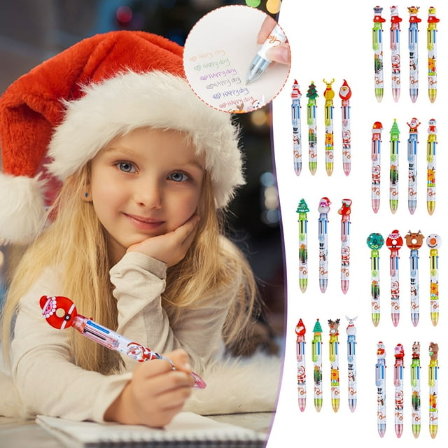 Xihbxyly Hallazgos de Ganga Bolígrafo Navideño de 6 Colores, Marcador Multifunción de Color Tipo Empuje, 2Ml