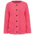 thumbnail image 2 of Solid Color Plush Sweater for Womens Plus Size Coat Pockets Outerwear Buttons Cardigan, 2 of 7
