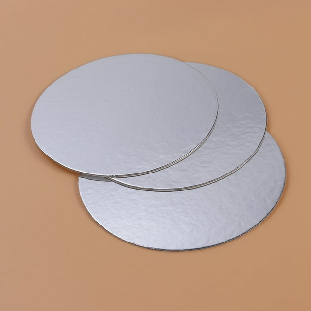 LEEYNEER Pièces Tapis Ronds en Carton pour Gâteaux Épais Tapis Ronds pour Fond de Gâteau en Papier pour Exposer des Gâteaux Décorés (Argent)