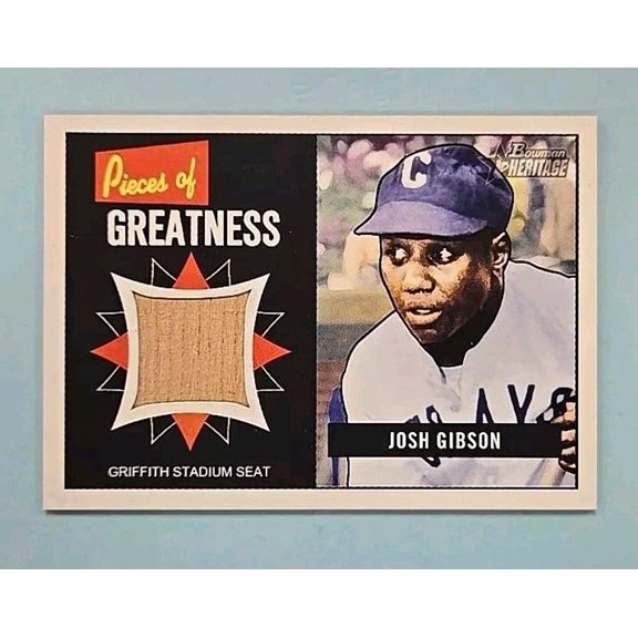 Collectible 2005 Bowman Heritage Relic Memorabilia PG-JG Josh Gibson John Gibson Homestead Grays Baseball Card Homestead Grays MLB Baseball Trading Card
